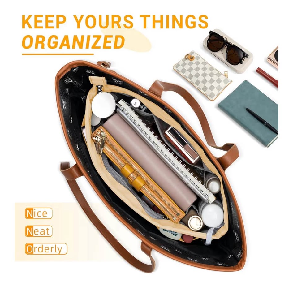 Purse Organizer Insert with Zipped Top for Tote Bag, Handbag Shaper with 13 Pock