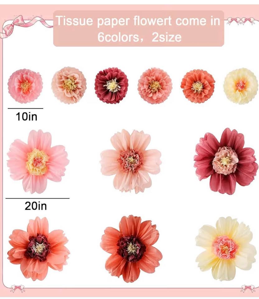 Large Colorful Tissue Paper Flowers 20" Handcrafted Giant Fiesta Paper Flowers f