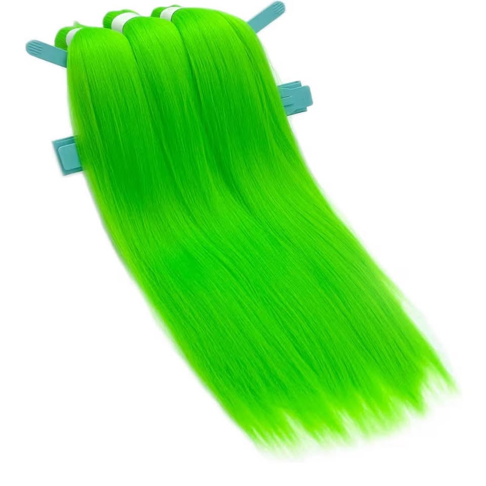 Neon Green Braiding Hair Pre Stretched Human Colored Hair Extensions for Braidin