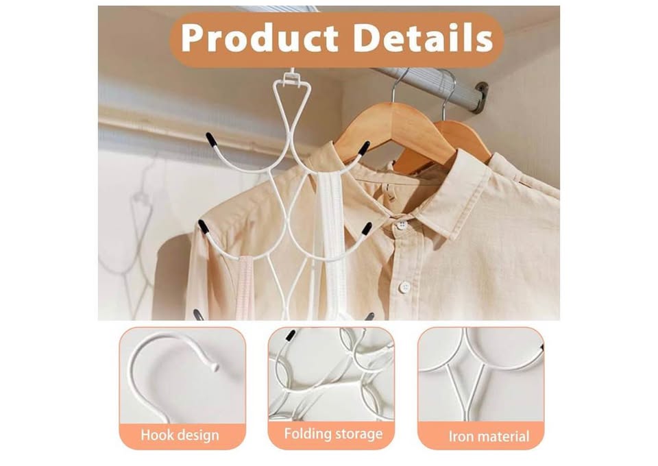 2PCS Scarf Hangers, Multifunctional Scarf Organizer with 12 Hooks, 360° Rotating
