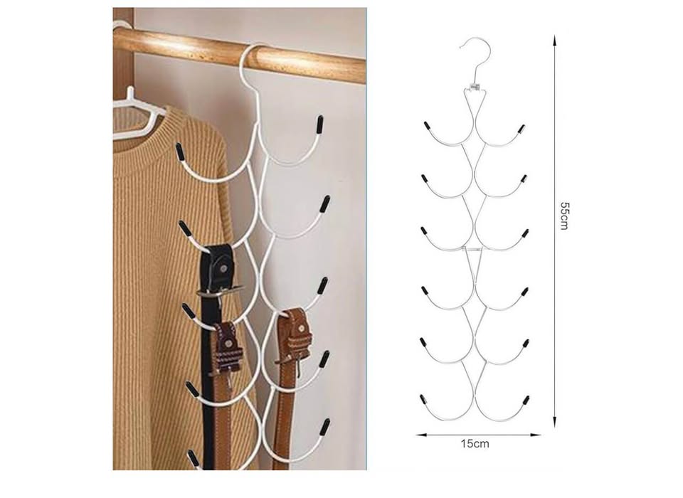 2PCS Scarf Hangers, Multifunctional Scarf Organizer with 12 Hooks, 360° Rotating