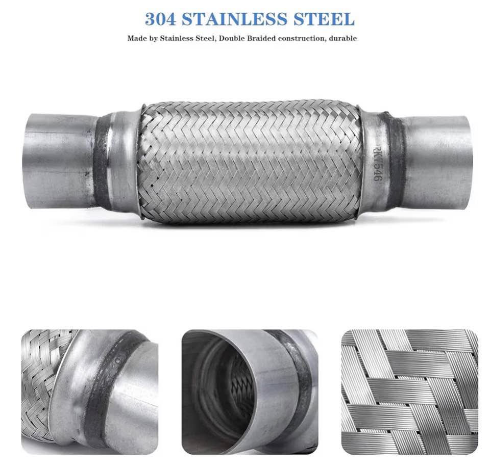 Remarkable Power RK7546-2.5" x 8" Heavy Duty Stainless Steel Exhaust Flex Pipe 1
