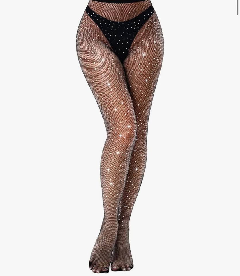 3 Pairs of Women's Sheer Tights & Fishnet Tights Match Sets Sparkly Fishnets She