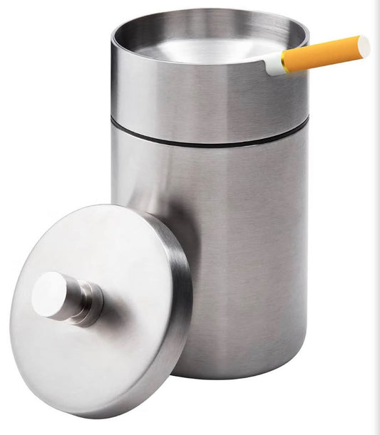 Stainless Steel Auto Ashtrays with Lid Car Ashtray Smell Proof Portable Smokeles