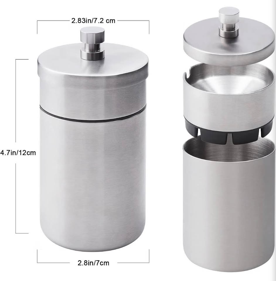 Stainless Steel Auto Ashtrays with Lid Car Ashtray Smell Proof Portable Smokeles