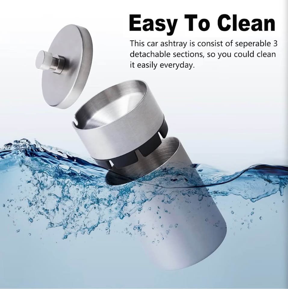 Stainless Steel Auto Ashtrays with Lid Car Ashtray Smell Proof Portable Smokeles