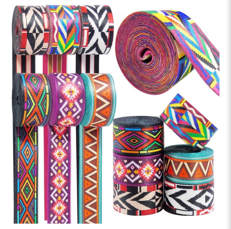 6 Rolls 1.5 inch Bohemian Nylon Webbing Belt Webbing Straps Purse Straps Backpac