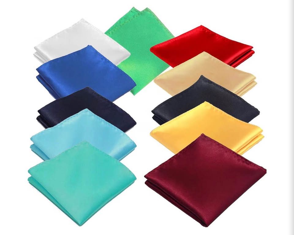 Pocket Squares for Men, 12”x12” Polyester Silk Solid Color mens handkerchiefs，bu