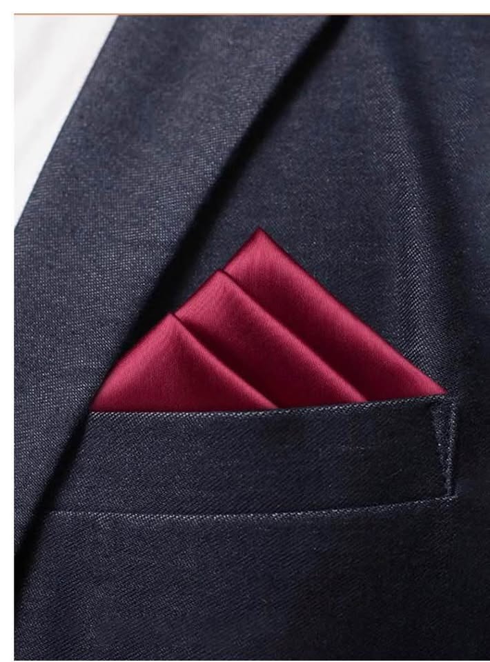 Pocket Squares for Men, 12”x12” Polyester Silk Solid Color mens handkerchiefs，bu