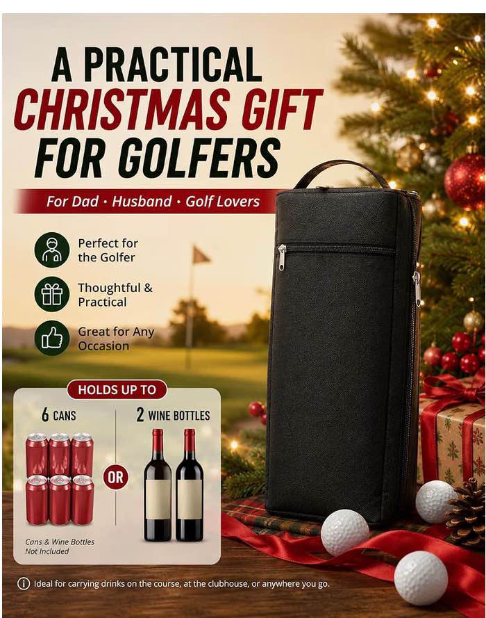Golf Cooler Bag, Golf Gifts for Men, 6-Can Beer Sleeve