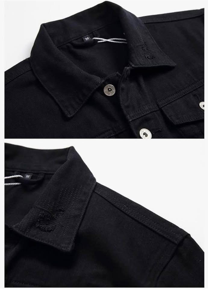 Distressed Black Denim Jacket