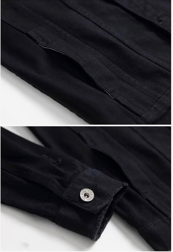 Distressed Black Denim Jacket