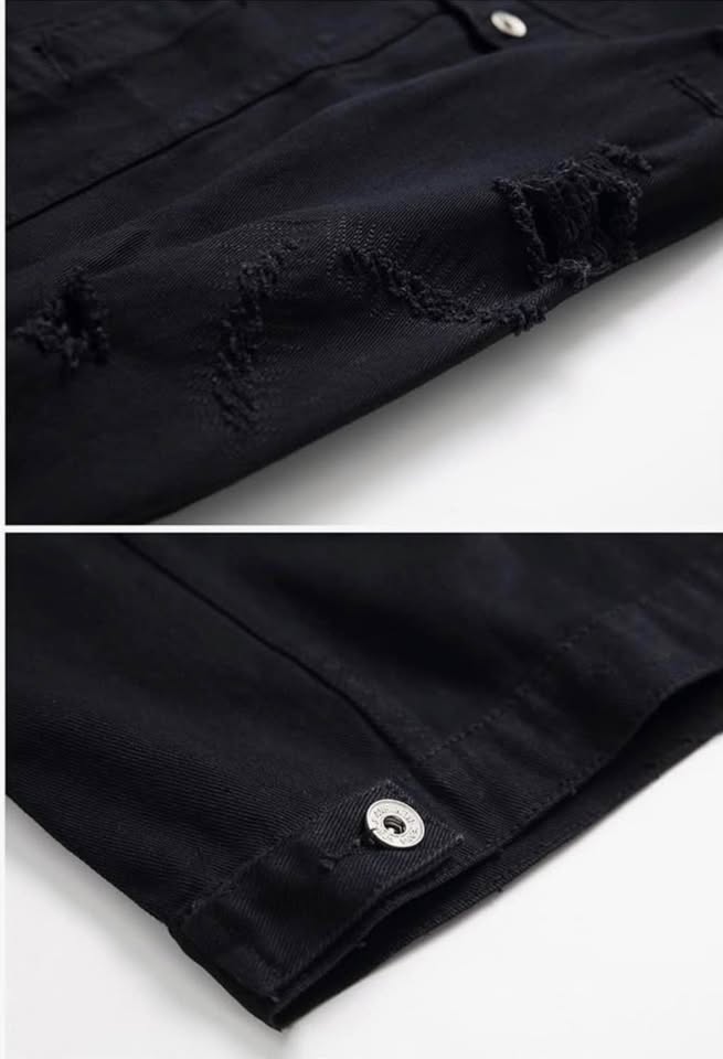 Distressed Black Denim Jacket