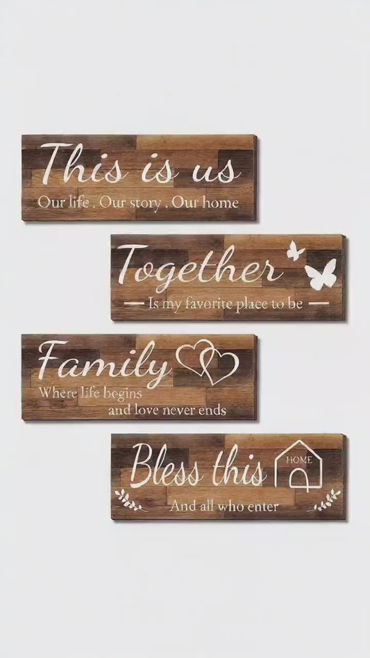 4 Pieces Home Wall Signs